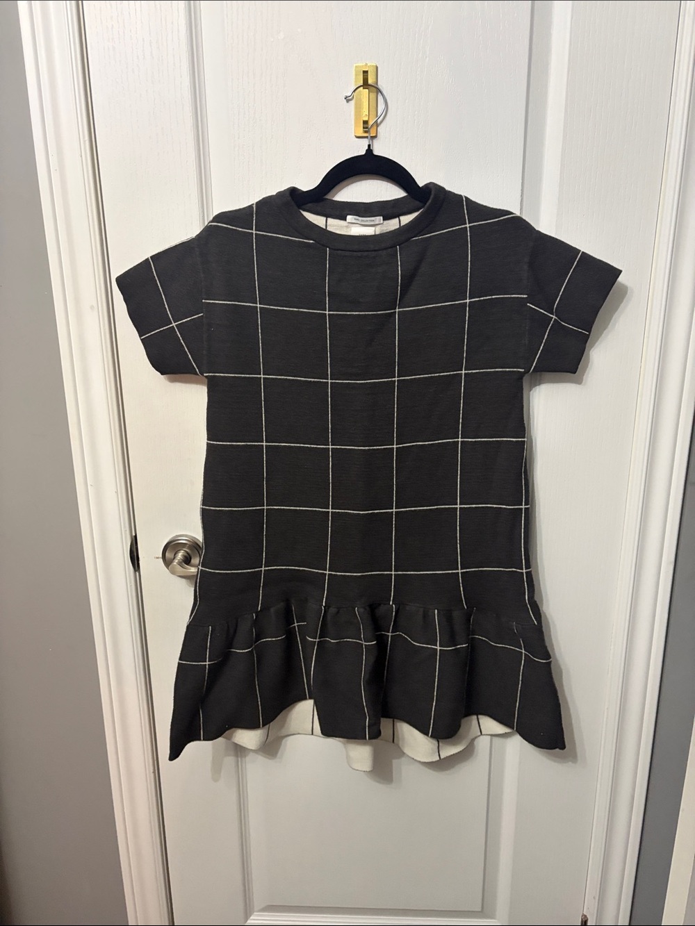 Zara Grid-Print Knit Drop-Waist Dress